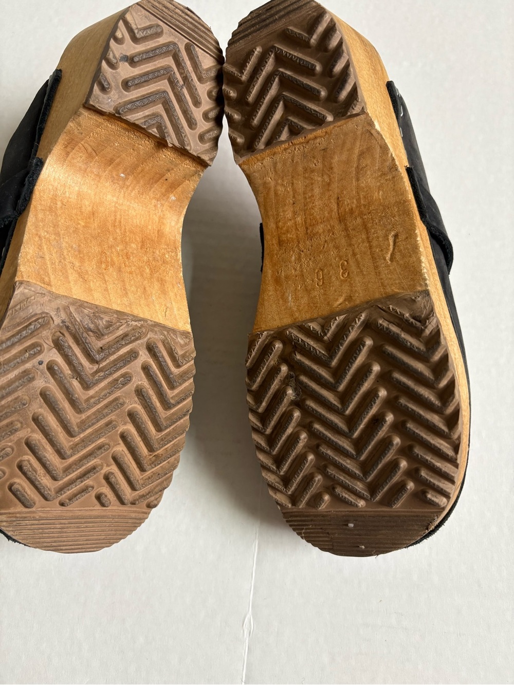 Vollsjo - Women's Nubuck Leather Wooden Clogs - Size 36nor 6.5 - Black - Picture 6 of 7
